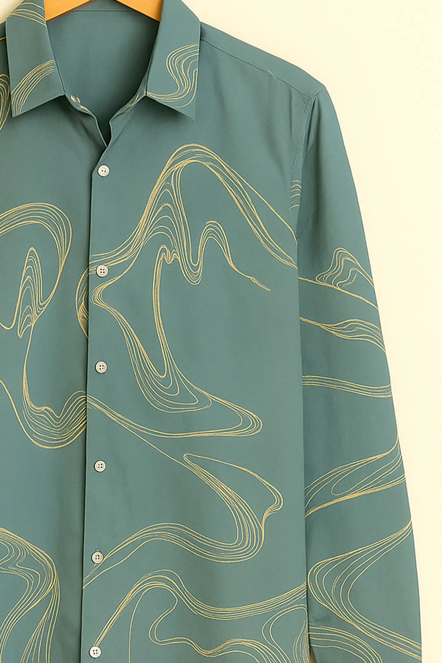 Minimal Wave Print Cotton Shirt