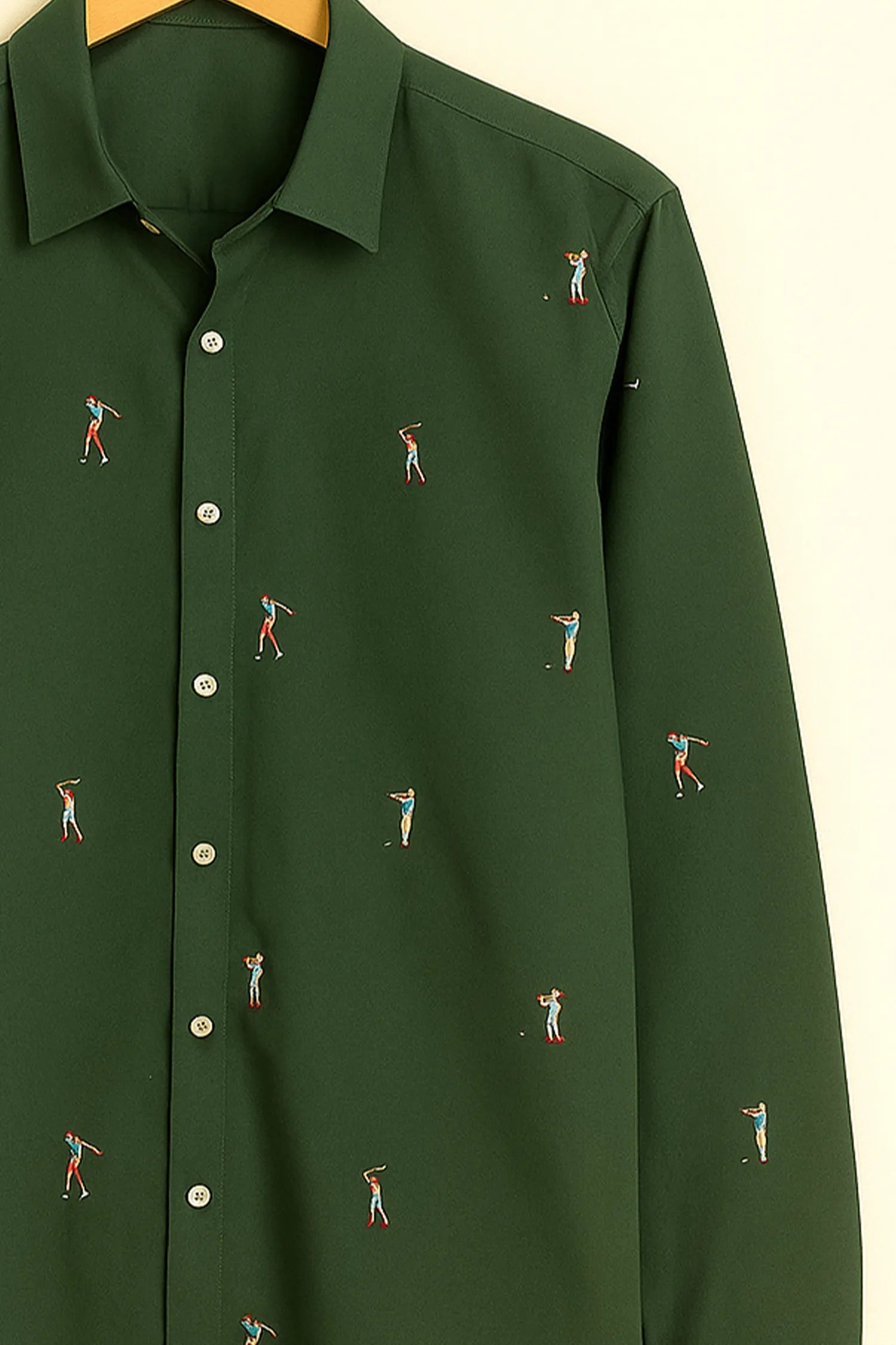 Sporty Golfer Pattern Cotton Shirt