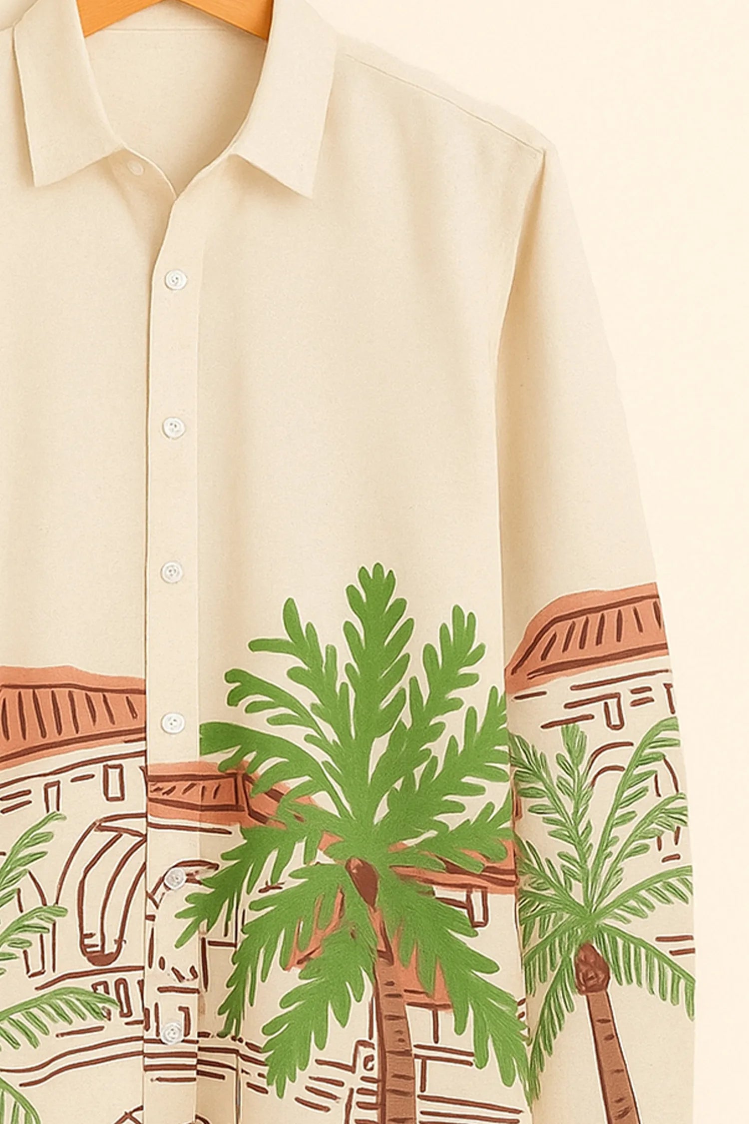 Resort Villa Pattern Cotton Shirt