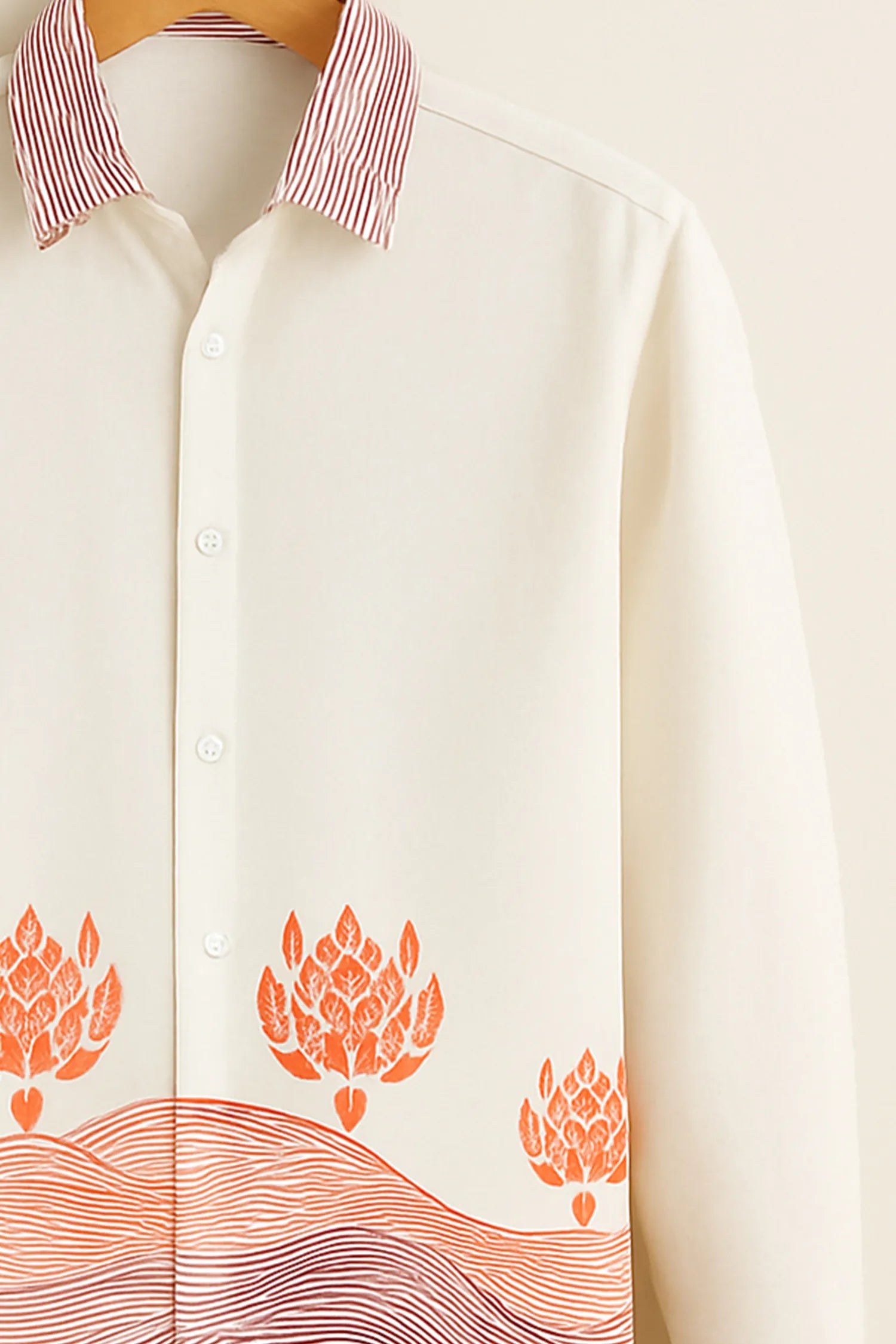 Sunset Lotus Pattern Cotton Shirt