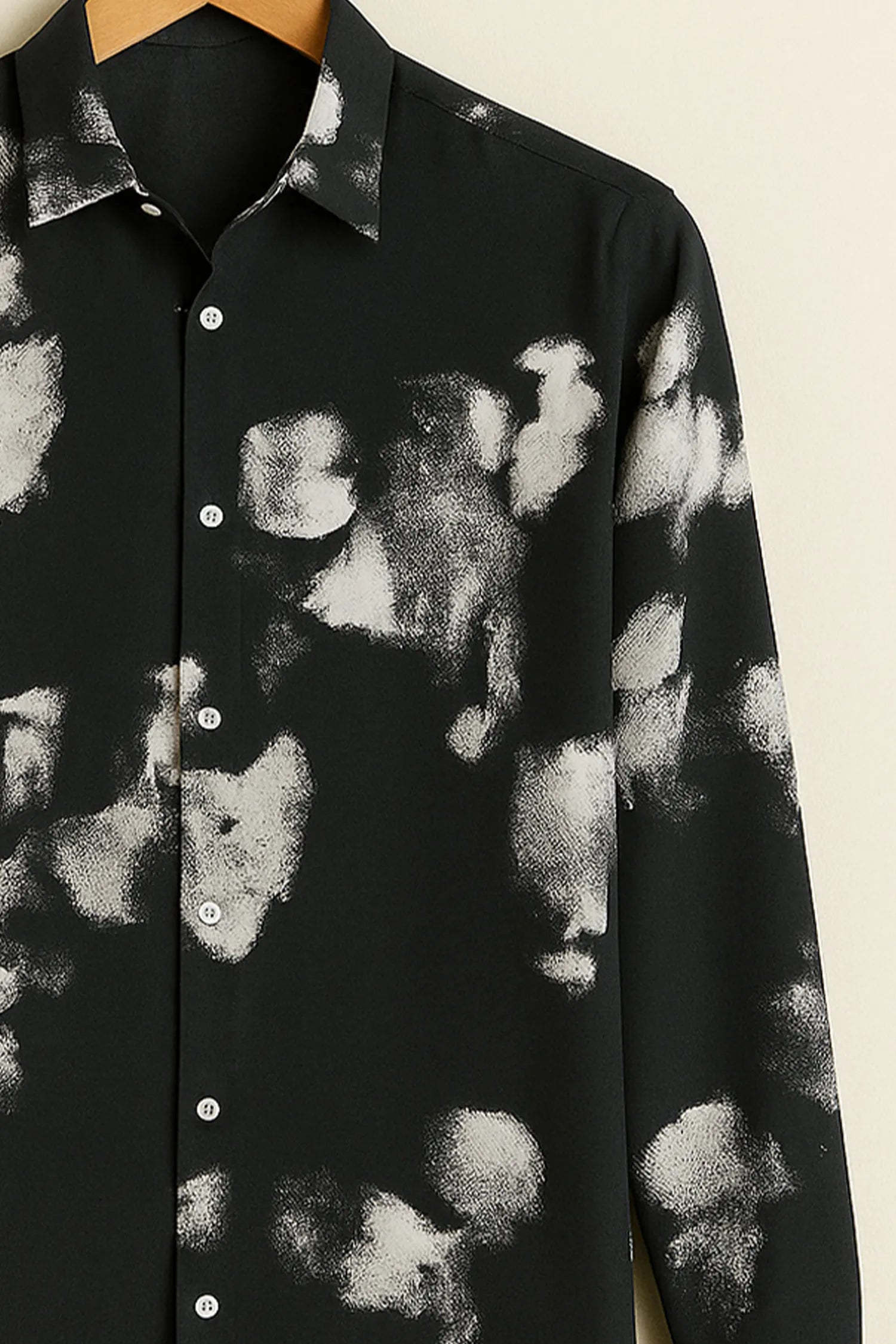 Monochrome Cloud Print Cotton Shirt