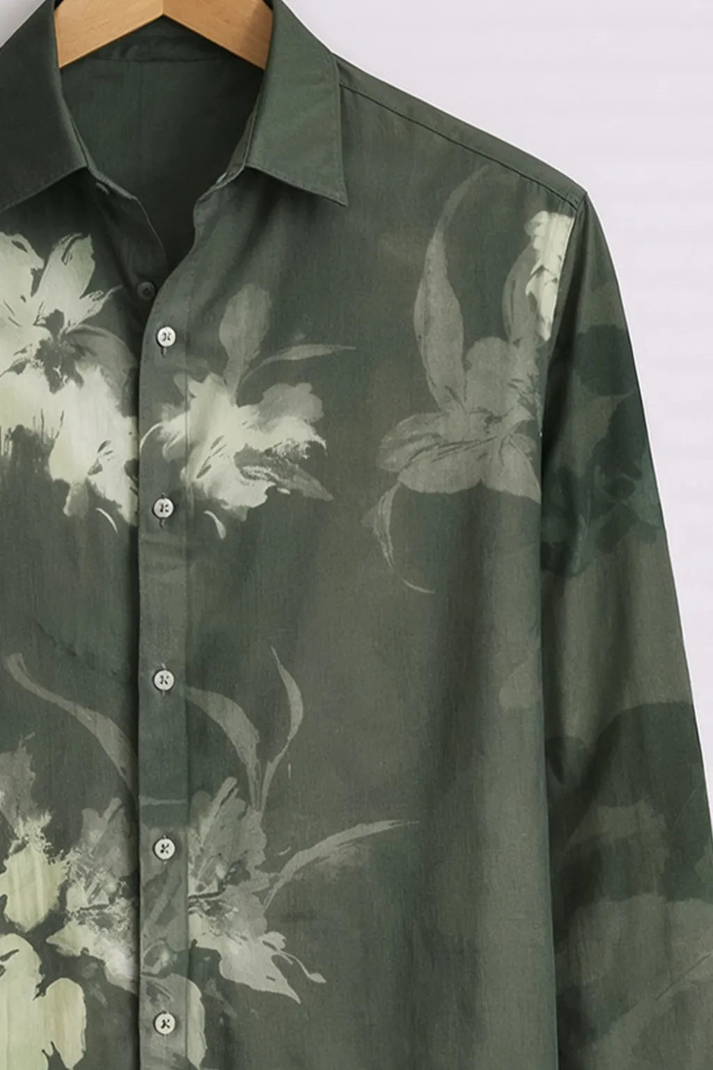 Men’s Dark Green Floral Printed Shirt