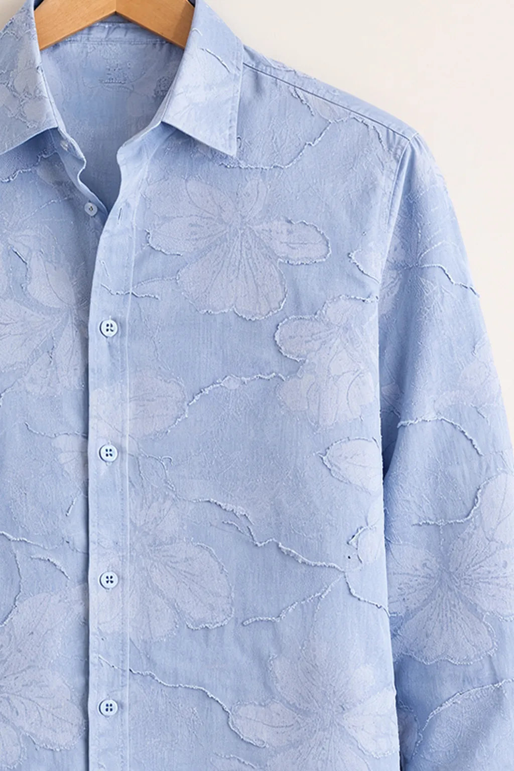 Men’s Light Blue Floral Printed Shirt