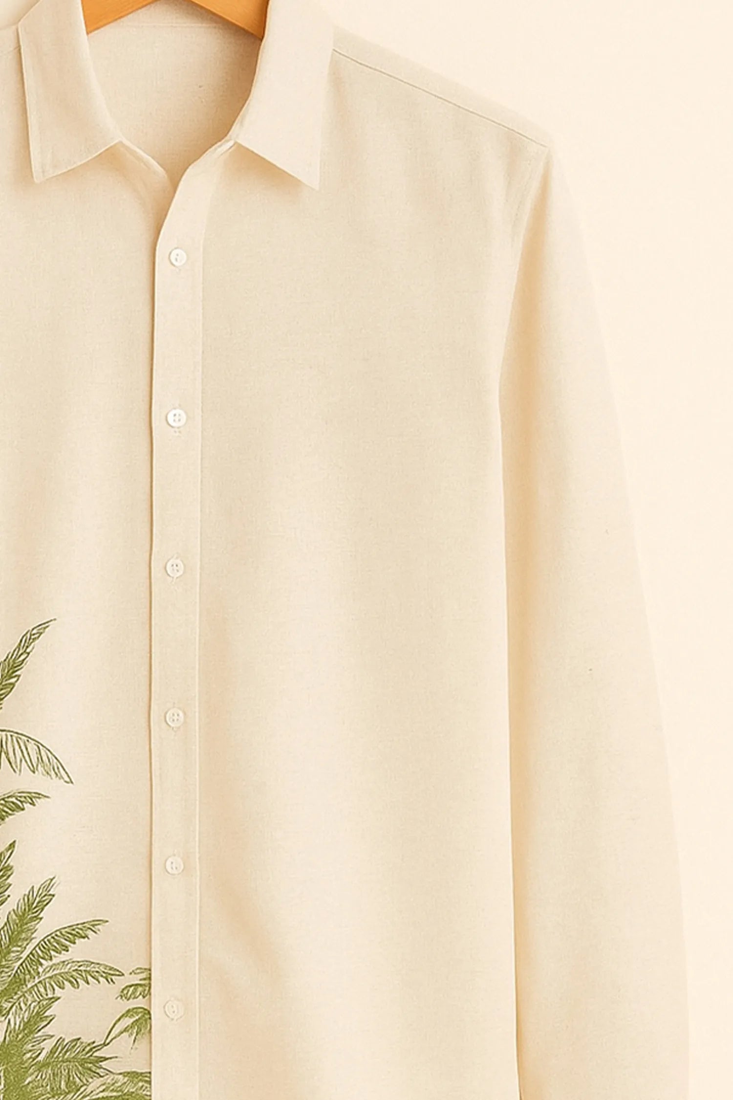 Tropical Leaf Cream Cotton Shirt