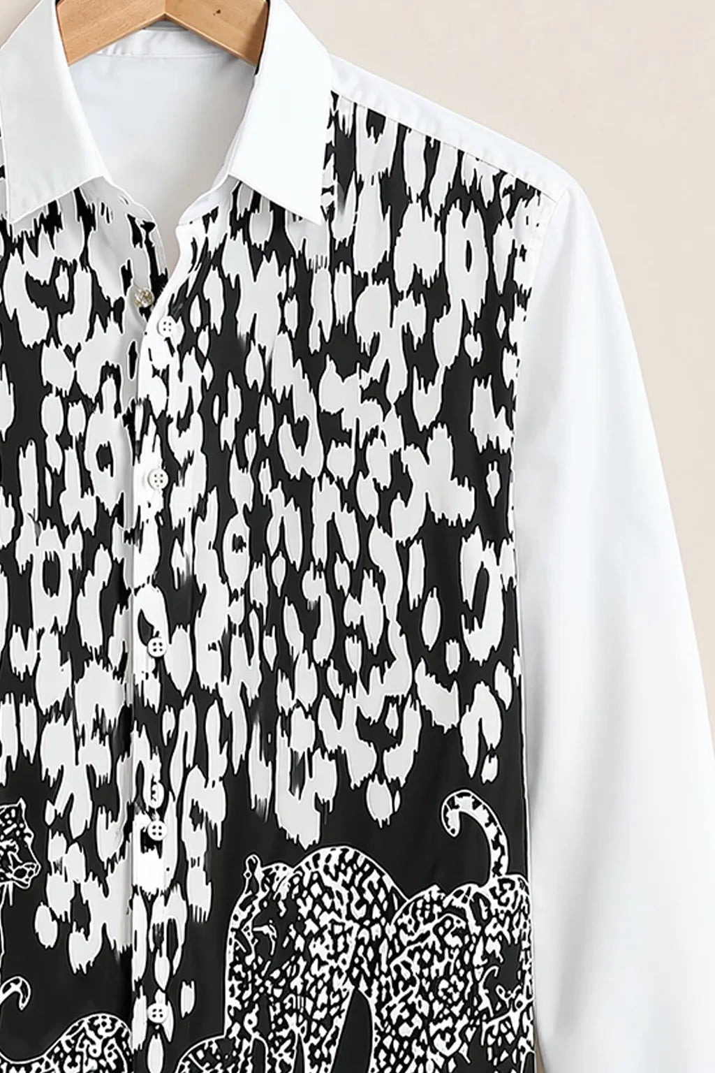 Men's Black & White Wild Print Shirt