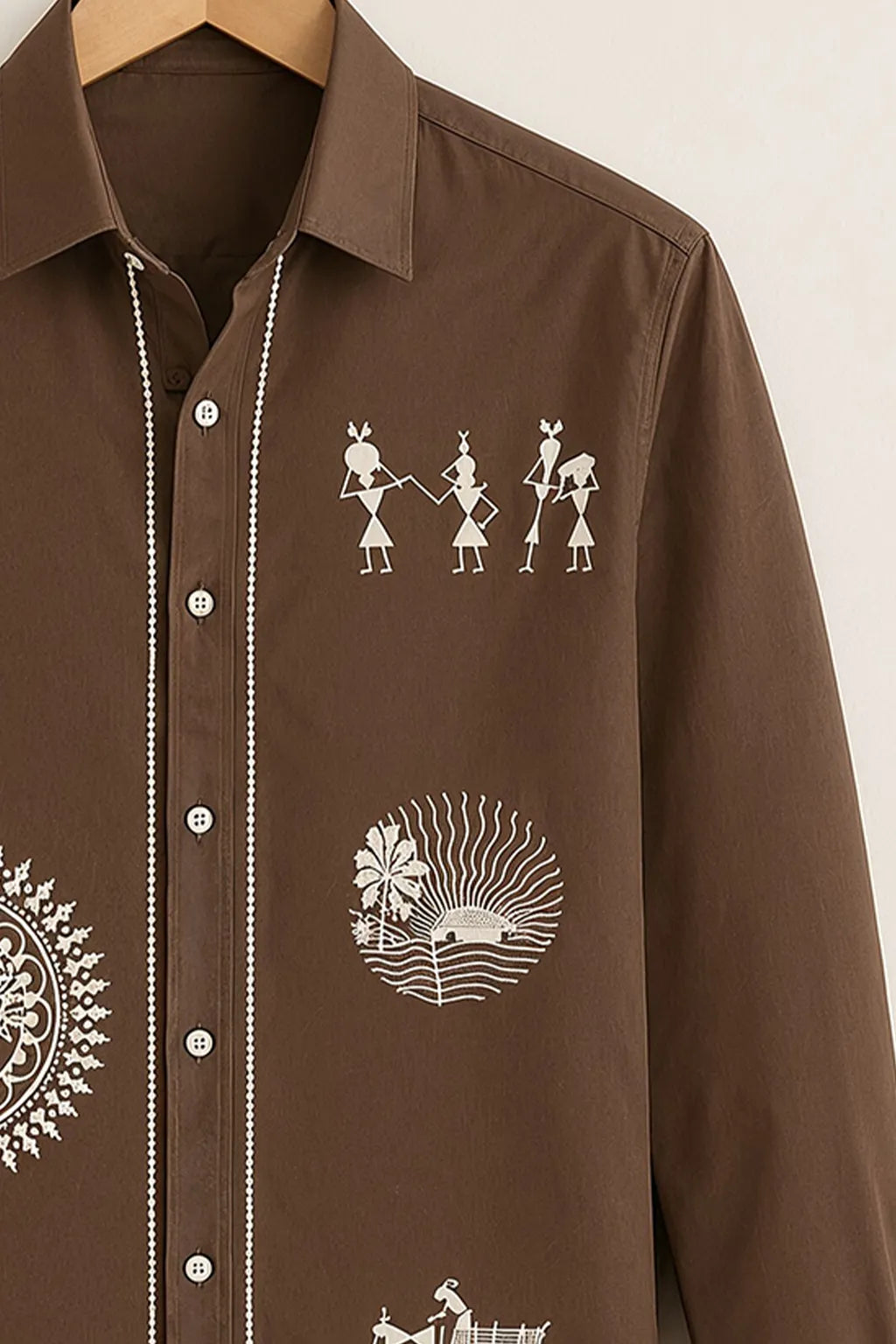 Brown Folk Culture Designer Shirt