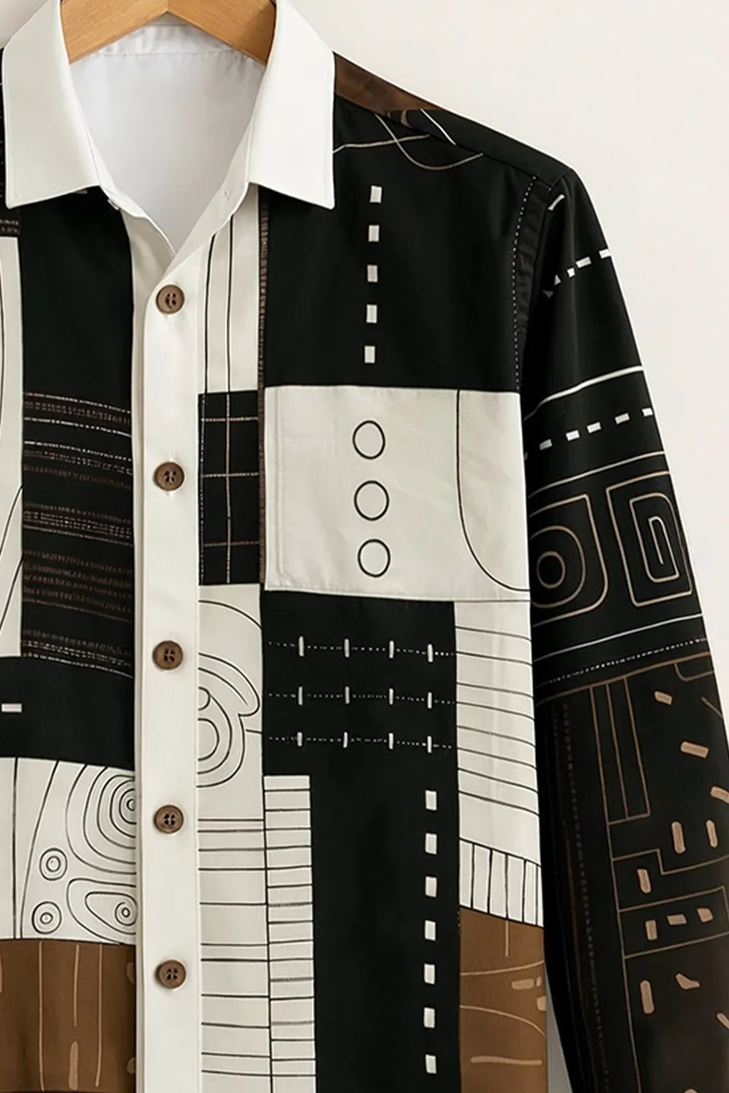 Men’s Premium Black Geometric Printed Shirt