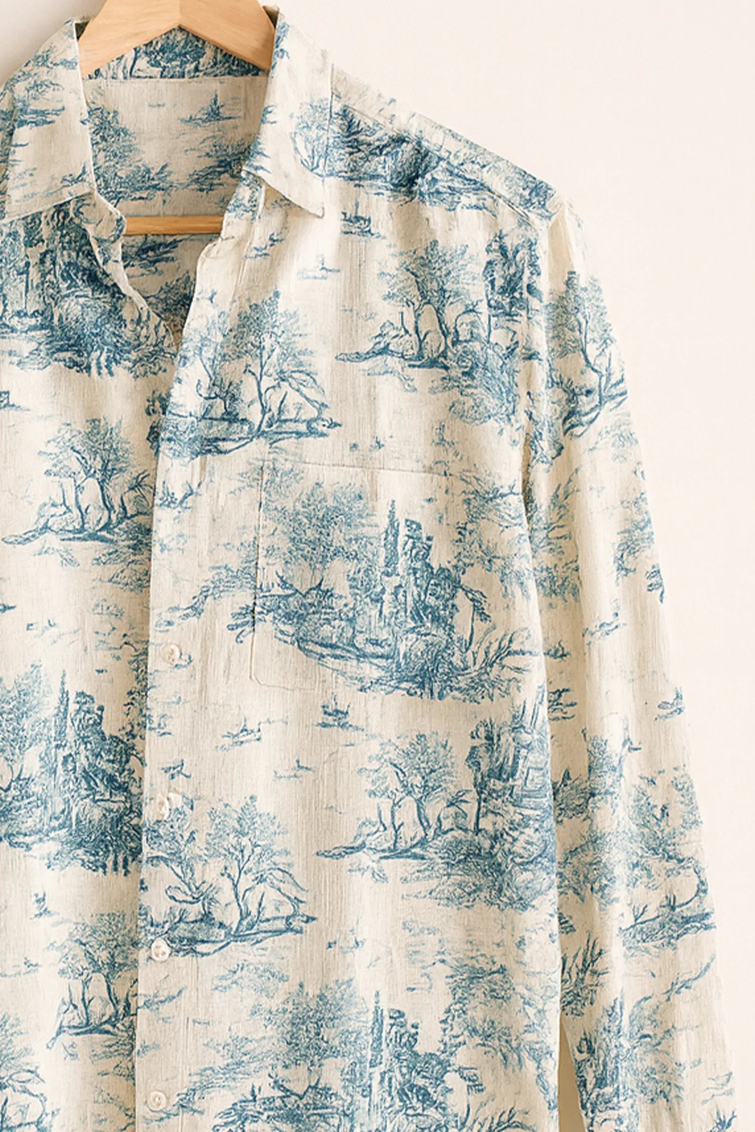 Vintage Blue Toile Cotton Shirt