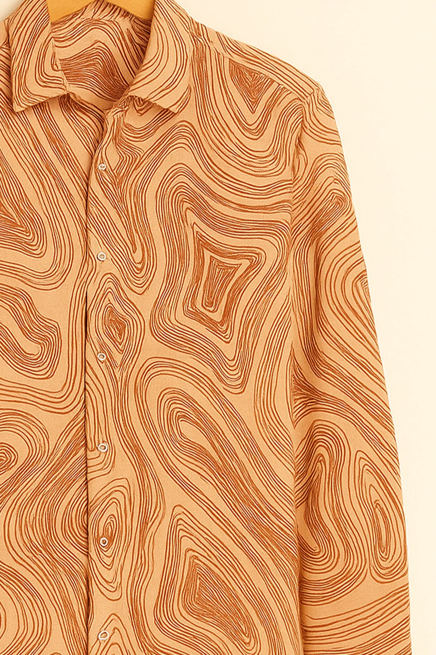 Rust Wave Print Cotton Shirt