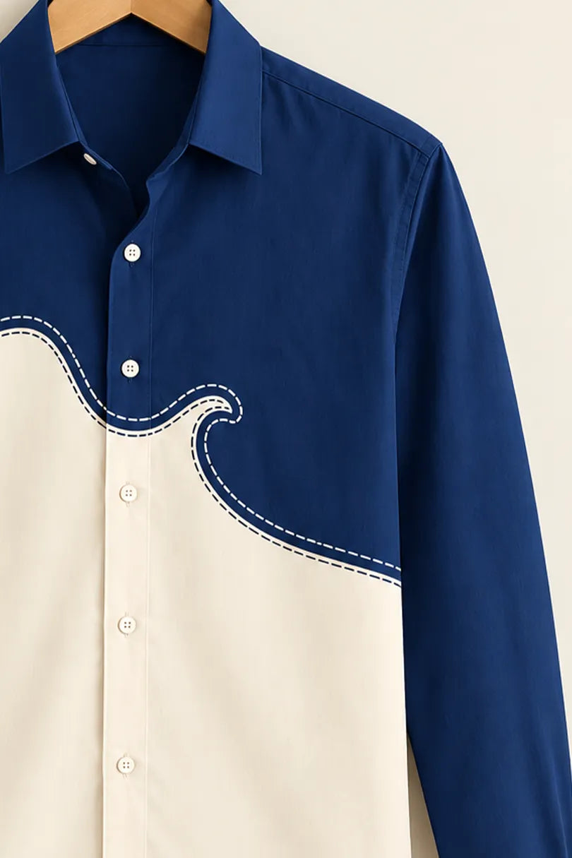 Gentlehaus Man Navy Cream Wave Shirt